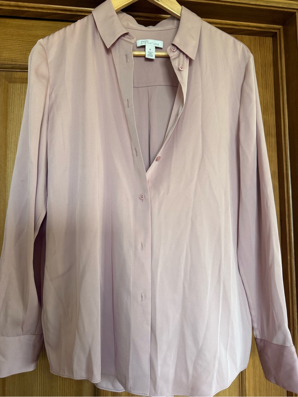 Nordstrom Signature Silk Pink Button-Up Blouse